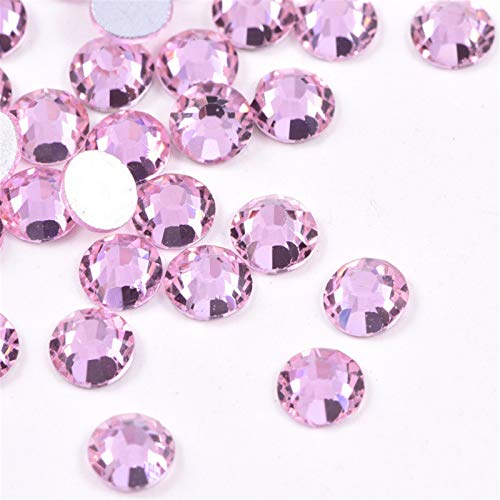 SWECOMZE 1440 Stücke Hot Fix Strass Steine Kristall Runde Flatback Strass Edelsteine Glassteine für Kinder, Crystal Edelsteine DIY Kunst und Bastelbedarf Dekoration (Hell-Pink,5 mm (SS20)) von SWECOMZE