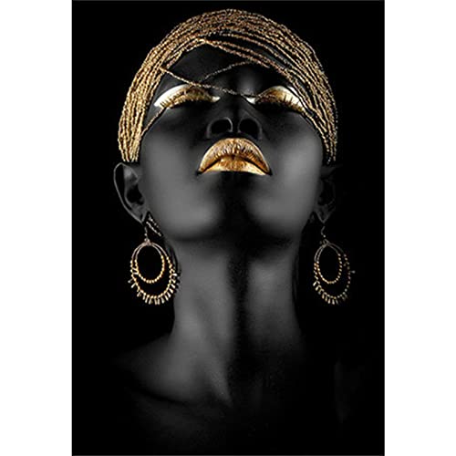 SWECOMZE 5D Afrikanische Schwarze Frau Diamant Painting Kit DIY Full Bohrer Diamond Malerei Handgemachtes Wohnzimmer Wanddekoration (60x80cm) von SWECOMZE