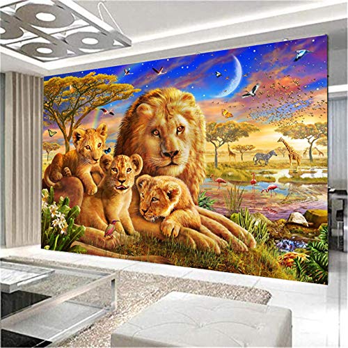 SWECOMZE 5D Diamond Painting Löwenfamilie DIY Diamant Malerei Crystal Full Bohrer Strass Stickerei Handgemachtes Arts Daheim Dekoration (B,120x80cm) von SWECOMZE