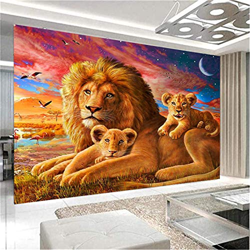 SWECOMZE 5D Diamond Painting Löwenfamilie DIY Diamant Malerei Crystal Full Bohrer Strass Stickerei Handgemachtes Arts Daheim Dekoration (D,100x70cm) von SWECOMZE