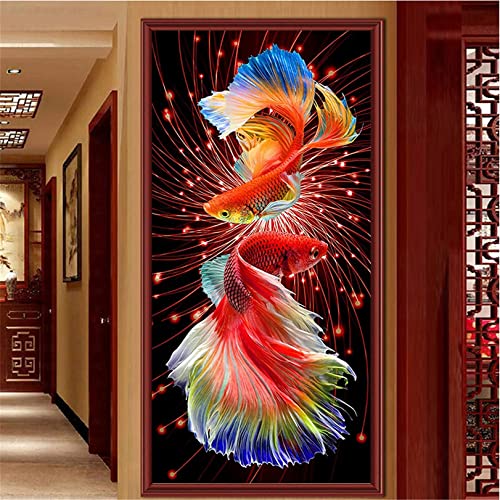 SWECOMZE 5D Diamond Painting Set Goldfisch Diamant Painting Diamant Malerei Wohnzimmer Schlafzimmer Büro Wand Und Eingang Dekoration (40x70cm) von SWECOMZE