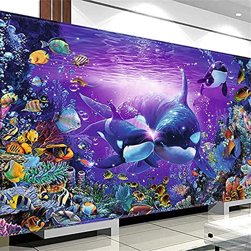 SWECOMZE DIY Diamond Painting Set,5D Diamant malerei Unterwasserwelt Delfin Diamant Bilder Kits, Strass Stickerei Wohnwanddekoration (120x60cm) von SWECOMZE