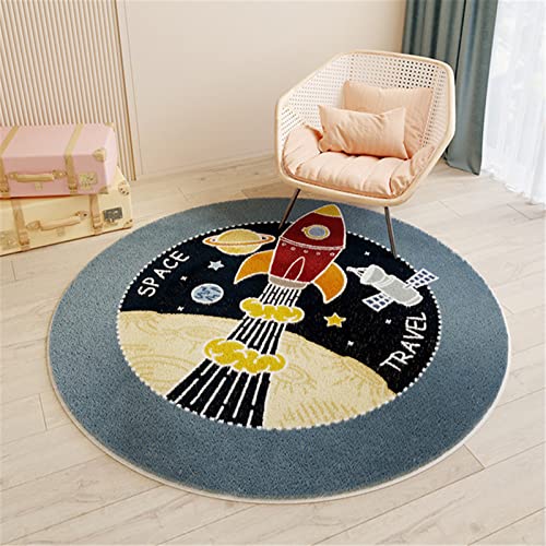 SWECOMZE Kinderzimmer Babymatte Weich Teppich Rund Babyzimmer Krabbeldecke rutschfest Spielmatte Baby Krabbelmatte Groß Kinderteppich Mädchen Jungen (Planet,60 * 60cm) von SWECOMZE