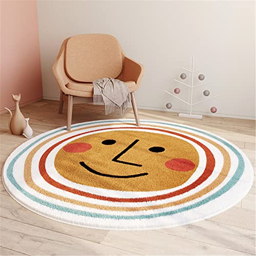 SWECOMZE Kinderzimmer Babymatte Weich Teppich Rund Babyzimmer Krabbeldecke rutschfest Spielmatte Baby Krabbelmatte Groß Kinderteppich Mädchen Jungen (Regenbogen,60 * 60cm) von SWECOMZE