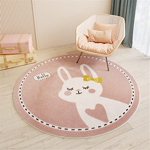 SWECOMZE Kinderzimmer Babymatte Weich Teppich Rund Babyzimmer Krabbeldecke rutschfest Spielmatte Baby Krabbelmatte Groß Kinderteppich Mädchen Jungen (Rosa Hase,100 * 100cm) von SWECOMZE