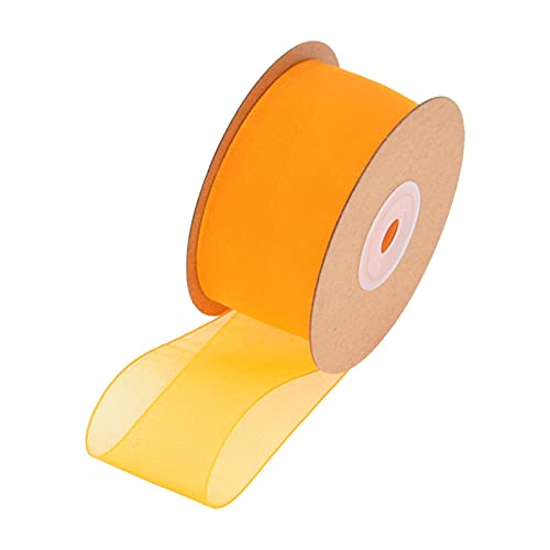 SWECOMZE Organza Dekoband, 25 Yard Transparent Stoffband Geschenkband Schleifenband Organzaband Chiffonband für Weihnachten Hochzeit DIY Basteln (Breite 38mm,Orange) von SWECOMZE