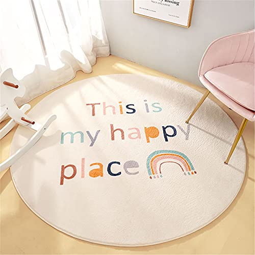 SWECOMZE Regenbogen Teppiche Kinderteppiche Flauschige Runden Groß Schutzmatten Kindermatte fürs Babyzimmer Kleinkinderzimmer Wohnzimmer (A,100 * 100cm) von SWECOMZE