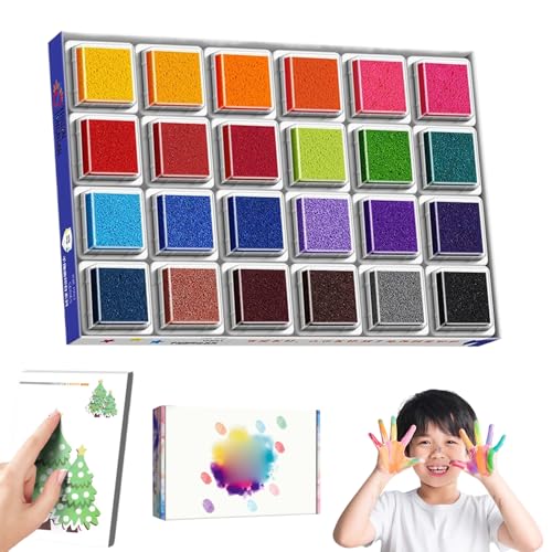 Fingerabdruckkissen, 24 Farben Bildungsstempelpolster für Kinder, sichere und waschbare Fingerabdruckkissen, lustiges Fingerfarbe, DIY -Malerei Zeichnung und Kunstartikel für die Heimschule von SWEETBIUTI