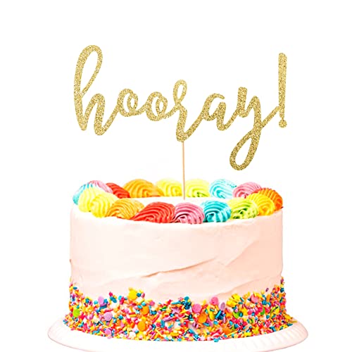 Hooray Tortenaufsatz Hochzeit Party Dekor Abschlussfeier Party Dekorationen Congrats Cake Topper Gold Glitter von SWEETTALA