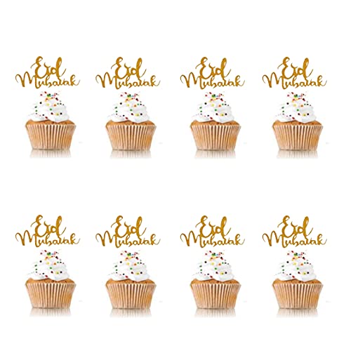 SWHATYW 48 Stück Glitzer-Cupcake-Topper Eid Mubarak Ramadan Kareem Partyzubehör islamische muslimische Party-Dekorationen von SWHATYW