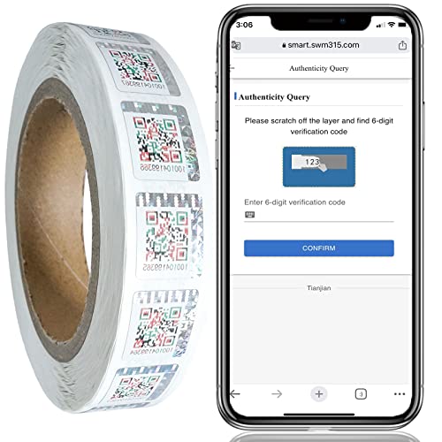 Strukturelles 3D-Anti-Fake-QR-Code-Etikett mit eindeutigen Seriennummern für Markenschutz und Produktanzeige, Erhöhung der Markentreue, 1000-teilige Smart-Aufkleber, 19 x 21 mm (Silver) von SWMTJTECH