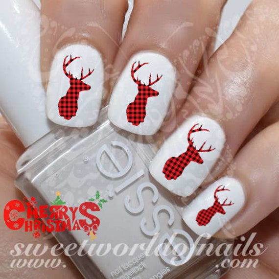 Christmas Nails Holzfäller Deer Wasserabziehbilder von SWNails