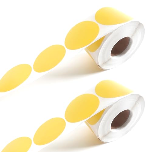 1000 Stück 50x50 mm/2 inch Adhesive Dots, Colourful Dots Stickers, Thank You Stickers, Business Labels and Marking Dots for Gift Wrapping, Bakeries, Envelopes (Gelb) von SWOKER