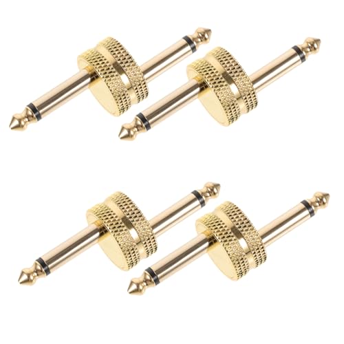 SWOOMEY 4 Stück Audio-Doppelstecker Gleichstromquelle Gitarrenpedale Gitarrenpedalbrett zweifachstecker lautsprecher adapter E-Gitarren-Pedalanschluss 6,35 Gitarrenstecker Metall Golden von SWOOMEY