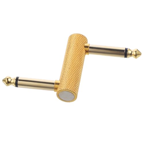 SWOOMEY Gitarrenkabel Koaxialkabelstecker AC-Kabel Gitarrenpedalbrett Pedalboard Draht Gitarrenverbindungskabel Z-förmiger Gitarrenadapter Pedalkoppler 6,35 Gitarrenstecker Metall Golden von SWOOMEY