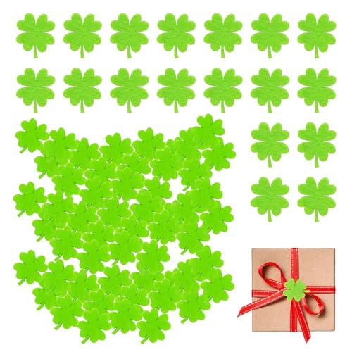 SWRCEYJH 100 Stück Kleeblatt Aus Filz Deko Glücksbringer Kleeblätter Geschenk Deko Filz Vierblättriges Kleeblatt Für St. Patrick Day Einladung, Diy & Handwerk Geschenk Dekoration (3.1-3.5cm) von SWRCEYJH