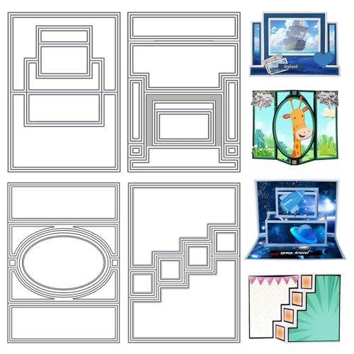 Stanzformen für Sammelalben, Karbonstahl, Grußkarten, Prägeschablone, Metall-Stanzformen für DIY-Karten, Album, Scrapbooking, 4 Stück von SWTHM