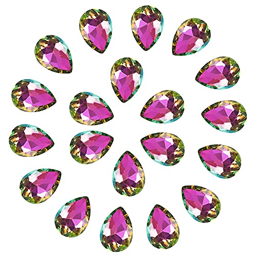 SWTHONY 13 x 18 mm große Kristall-Strasssteine in Tropfenform, spitzer Rücken, Edelsteine zum Basteln, Schmuckherstellung, Schuhe, Kleid, Glasperlen, 56 Stück, bunt von SWTHONY