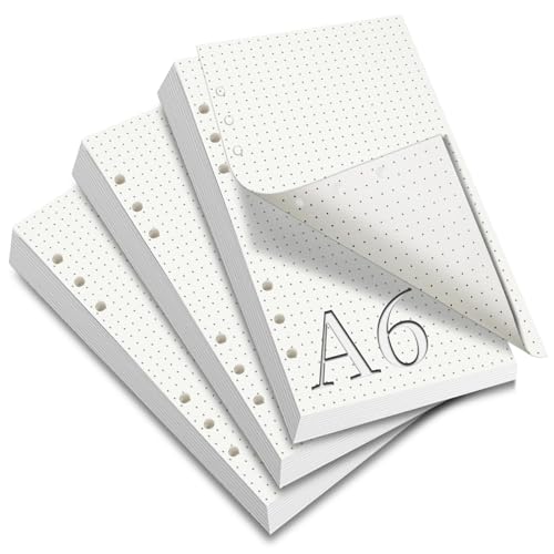 SWTYExt 180 Blätter A6 Nachfüllpapier Gepunktet, 6 Löcher A6 Papier Nachfüllbare Refill Paper Nachfülleinlagen Ringbucheinlagen für A6 Notizbuch Skizze Tagbuch Malerei Bullet Journal von SWTYExt