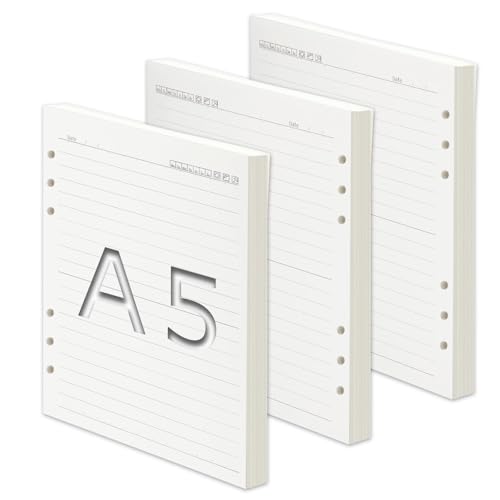 SWTYExt A5 Nachfüllpapier Liniert, 3 Packungen A5 Papier Nachfüllbar Notizpapier 180 Blätter 6 Löcher A5 Papier Nachfüllbare Refill Ringbucheinlagen für A5 Notizbuch Skizze Tagbuch Bullet Malerei von SWTYExt