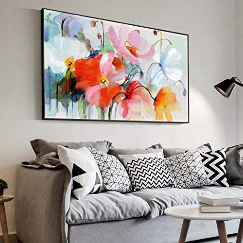 Abstrakte Aquarell Blumen Wandgemälde Moderne Blumen Kunst Leinwand Drucke Und Poster Dekorative Bilder Für Wohnzimmer 50x70cm Rahmenlos von SXKJ