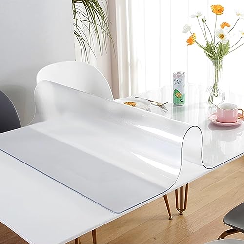 Transparenter, mattierter PVC-Tischschutz, 1,0 mm dicke, antibakterielle und geruchlose, transparente, mattierte Tischdecke, wasserdichte Kunststoff-Schutzfolie, geeignet für Esstische (130 von SXLXGJS