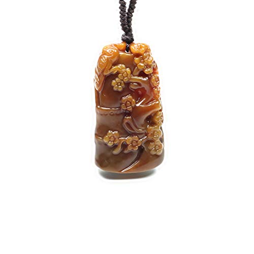 SXPXP Halskette Halsketten YunNan HuangLong Jade-Anhänger, handgeschnitzte Jadestein-Halskette, glückliches Amulett, feiner Schmuck mit Kette von SXPXP