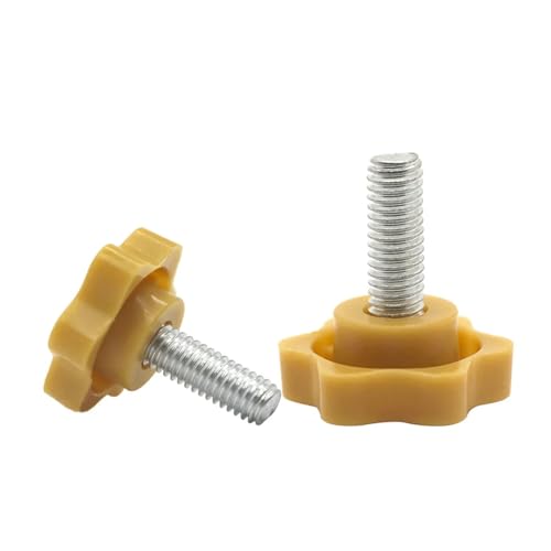 SXRHDSP Sterngriffe, Klemmschraube, 2 stücke Stern Form Gewinde Klemm Griff Bolzen M4 M5 M6 M8 M10 Sechs Lappen Hand Knopf Anziehen Schrauben Weiß/gelb/Schwarz(Yellow,M10x35) von SXRHDSP