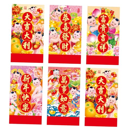 6 rote Umschläge für das traditionelle Frühlingsfest 2025 mit Hongbao Papiertüte für das neue Jahr von SXRQ