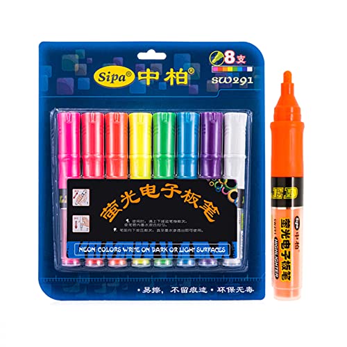 SXRQ 8 Farben löschbarer Textmarker, fluoreszierender Marker für Whiteboard, LED-Kreidetafel, 3 mm von SXRQ