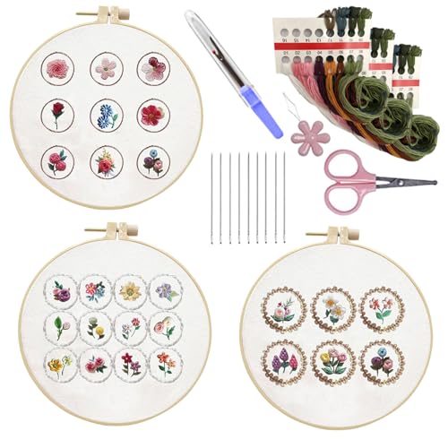 SXRQ Blumen-Stickerei-Kits, lustige Nadelspitzen-Sets mit Stickgarn und Nadelstickerei, Starter-Kits, Kreuzstich-Sets von SXRQ