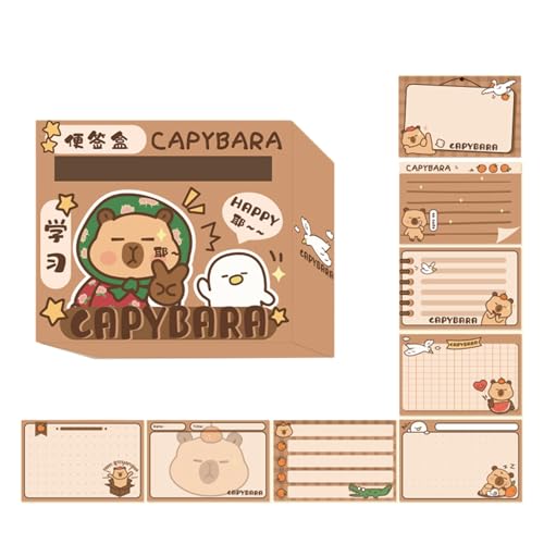 SXRQ Capybara 256 Blatt Cartoon Haftnotizen Papier Blatt herausziehbares Notizpapier Selbstaschendes Notizpapier für Schüler von SXRQ