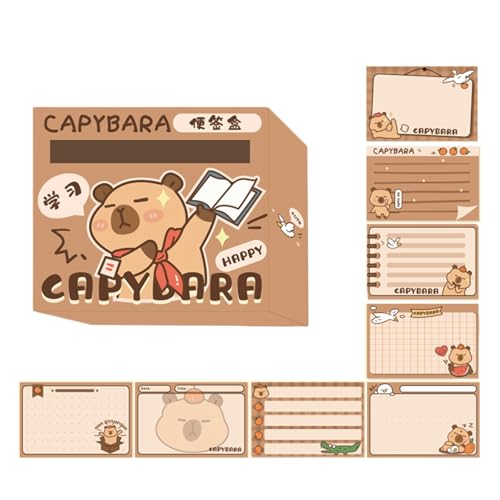 SXRQ Capybara 256 Blatt Cartoon Haftnotizen Papier Blatt herausziehbares Notizpapier Selbstaschendes Notizpapier für Schüler von SXRQ