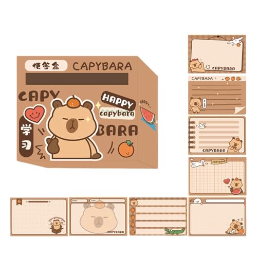 SXRQ Capybara 256 Blatt Cartoon Haftnotizen Papier Blatt herausziehbares Notizpapier Selbstaschendes Notizpapier für Schüler von SXRQ