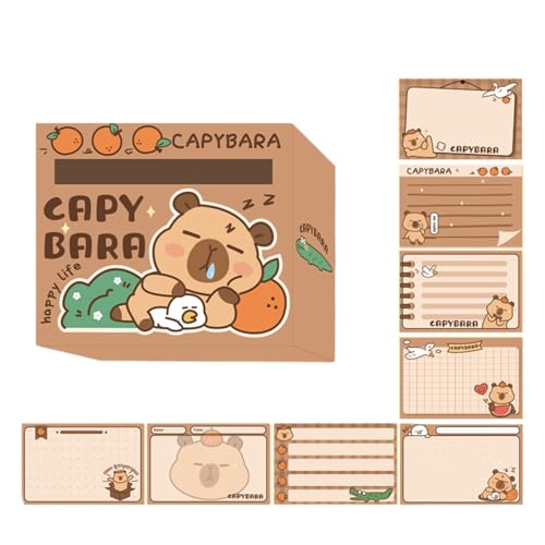 SXRQ Capybara 256 Blatt Cartoon Haftnotizen Papier Blatt herausziehbares Notizpapier Selbstaschendes Notizpapier für Schüler von SXRQ