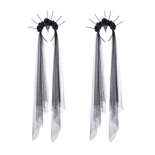 SXRQ Elegantes Haarband für Halloween-Partys, Kopfschmuck, Haar-Accessoire, einzigartiger schwarzer langer Kopfschmuck für Partys von SXRQ