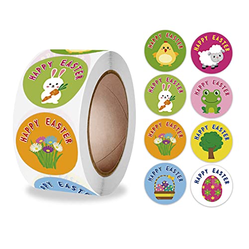 SXRQ Happy Stickers Rolle 25 mm dekoratives Tieretikett für Grußkarten, Blumensträuße, Verpackungen, 500 Stück von SXRQ