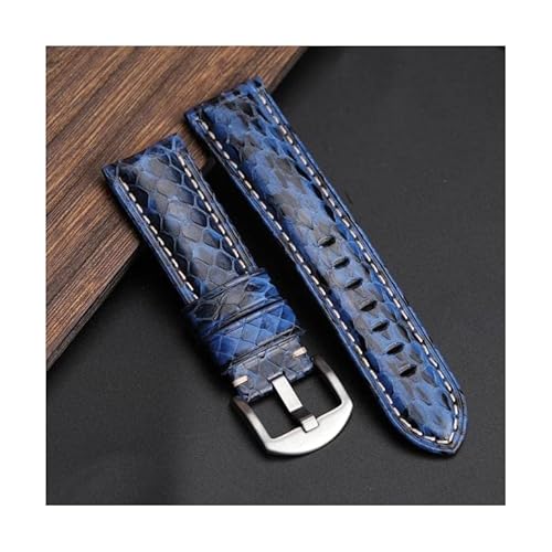 SXRUY Uhrenarmband Handgefertigtes Schlangenleder-Armband 20MM 22MM 24MM Schwarz Weiß Grün Blau Lederband Männer Schlangenleder-Uhrenarmband von SXRUY