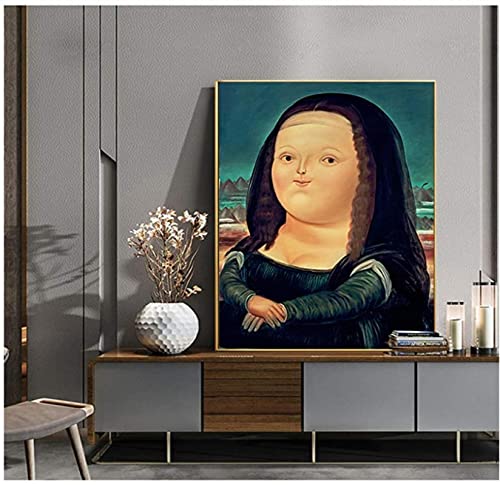 SXXRZA Wunderschönes Bild 30x50cm kein Rahmen Poster für Moderne Kunst Nordic Fat Mona Lisa drucken Leinwand Malerei Wohnzimmer Schlafzimmer Wanddekoration Malerei von SXXRZA