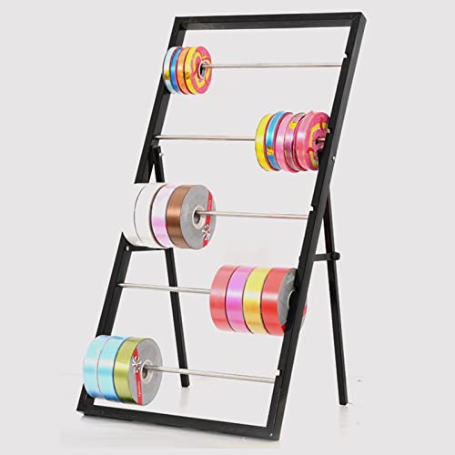 Aufbewahrungsorganizer für Bänder, Regal für Vinylrollen aus Geschenkpapier im Nähzimmer, 2/45-lagig, zusammenklappbarer Tischständer mit verstellbarer Stange, Metall (Farbe: Schwarz, Größe: 5 Ebene von SXYKXYDL