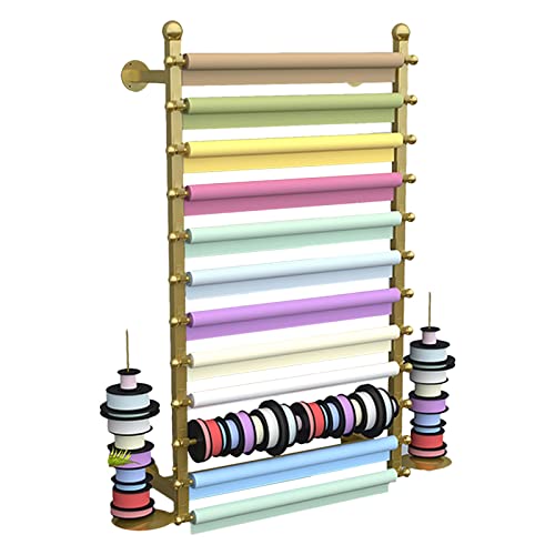 SXYKXYDL Bandhalter-Organizer-Gestell, Wand-Präsentationsständer für Vinylrollen, Aufbewahrung von Geschenkpapier für Bastel-/Nähzimmer, 12 Ebenen, mit Abnehmbarer Stange (Größe: 100 x 20 x 120 cm) von SXYKXYDL