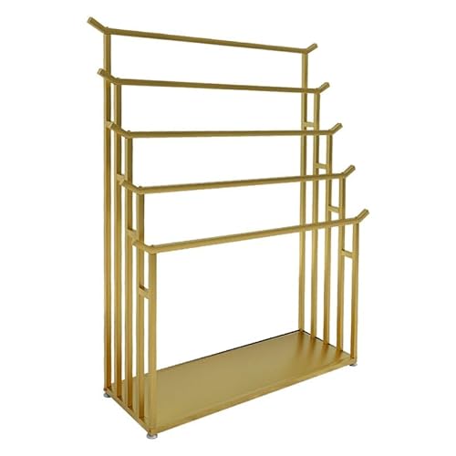 Schal-Organizer-Gestell, 5-lagiger freistehender Stoffprobenhalter aus Eisen, Aufbewahrungsregal für Bandrollen, Krawatten, Geschenkpapier für Bastelraum, Konditorei, Blumenladen (Gold, 150 x 40 x 1 von SXYKXYDL