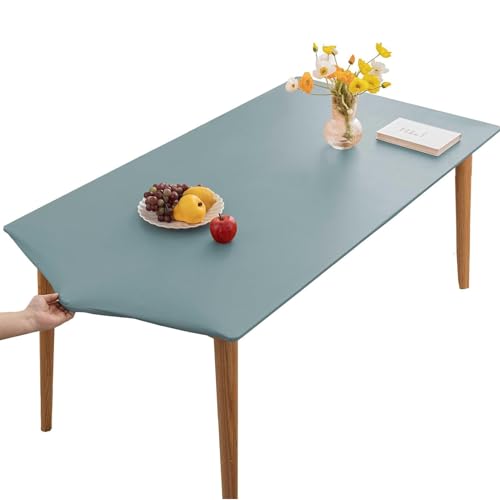 SXZAGZR Tischdecke, Rechteckige Angepasste Tischdecke, PU-Leder Elastische Tischdecke, Elastische Tischdecke Abwischbare Tischdecke, Küche Und Esszimmer Tischdecke (Blau,80x120cm) von SXZAGZR