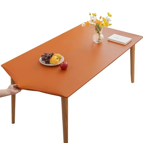 SXZAGZR Tischdecke, Rechteckige Angepasste Tischdecke, PU-Leder Elastische Tischdecke, Elastische Tischdecke Abwischbare Tischdecke, Küche Und Esszimmer Tischdecke (Orange,70x120cm) von SXZAGZR