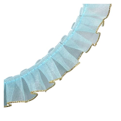 SYBNIKOLF Spitzenband Spitzenstoff Einseitig gekräuseltes Garn, Rüschen-Spitzenbesatz, elastischer Stoff for Nähen, Hochzeit, Dekoration, Scrapbooking, Geschenkverpackung(Blue) von SYBNIKOLF