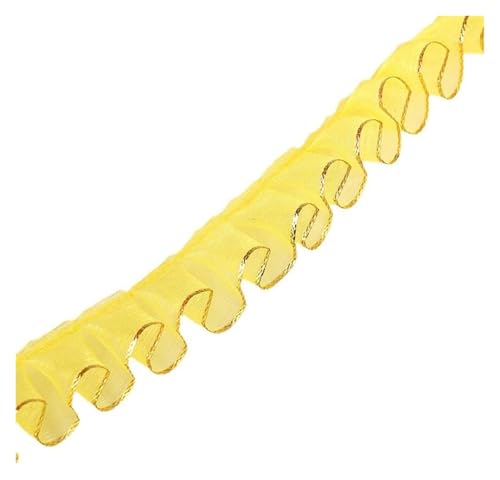 SYBNIKOLF Spitzenband Spitzenstoff Einseitig gekräuseltes Garn, Rüschen-Spitzenbesatz, elastischer Stoff for Nähen, Hochzeit, Dekoration, Scrapbooking, Geschenkverpackung(Yellow) von SYBNIKOLF