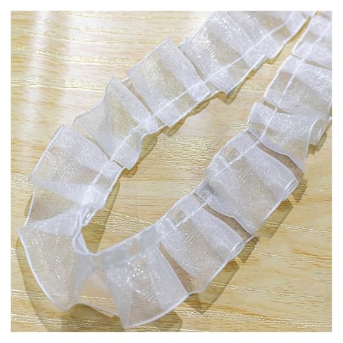 SYBNIKOLF Spitzenband Spitzenstoff Spitzenband, gerüschter Spitzenbesatz, elastischer Stoff, Spitzenbesatz, Rüschen, Spitzenbesatz for Hochzeit, Nähen, Basteln, Geschenkbox(White) von SYBNIKOLF