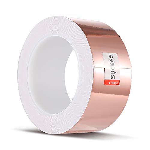 SYCEES 25m x 50mm Kupferfolie Kupferband, Schneckenschutz Schneckenband, EMI Kapton Tape, Abschirmband Klebeband gute Haftung, Kupferband für Schneckenabwehr und Elektromagnetische Abschirmung etc von SYCEES