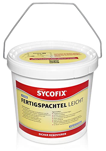 Sycofix System Fertigspachtel leicht 8 kg, Weiß Innen, gebrauchsfertige Spachtelmasse im Eimer, für den Innenbereich, leicht aufzutragen, zum Ausbessern und Glätten, Fertigspachtel von SYCOFIX