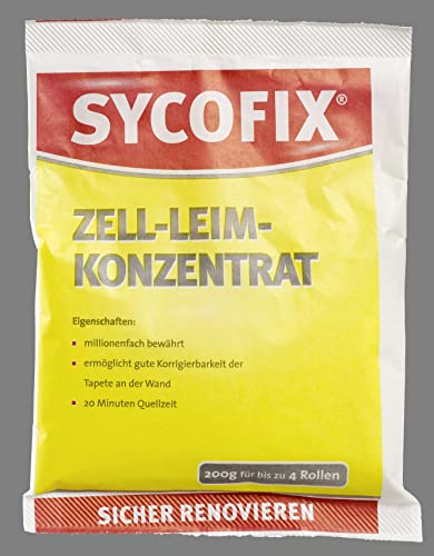 SYCOFIX Zell Leimkonzentrat, Umweltfreundlicher Kleister für Raufaser Papier und anderen leichten Tapeten, Pulver von SYCOFIX